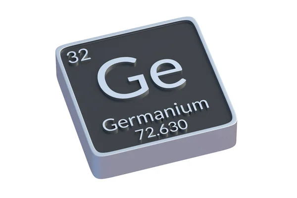 Germanium Alkuaine Jaksollisen Taulukon Eristetty Valkoisella Pohjalla Metallinen Kemian Elementin — kuvapankkivalokuva