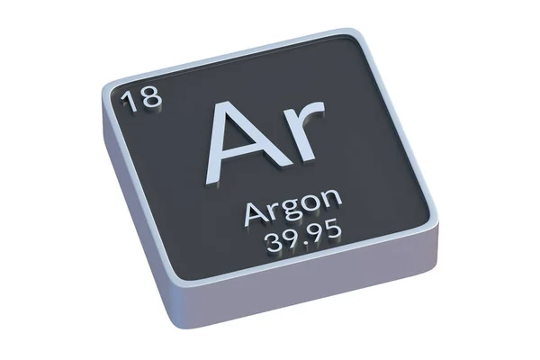 Argon Pierwiastek Chemiczny Układu Okresowego Izolowany Białym Tle Metalowy Symbol — Zdjęcie stockowe