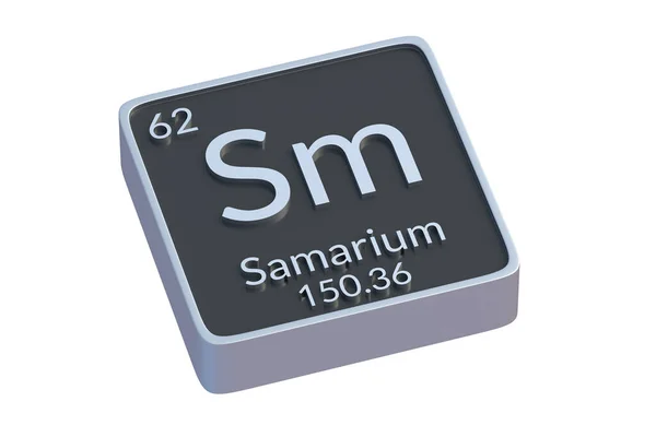 Samarium Pierwiastek Chemiczny Układu Okresowego Izolowany Białym Tle Metalowy Symbol — Zdjęcie stockowe