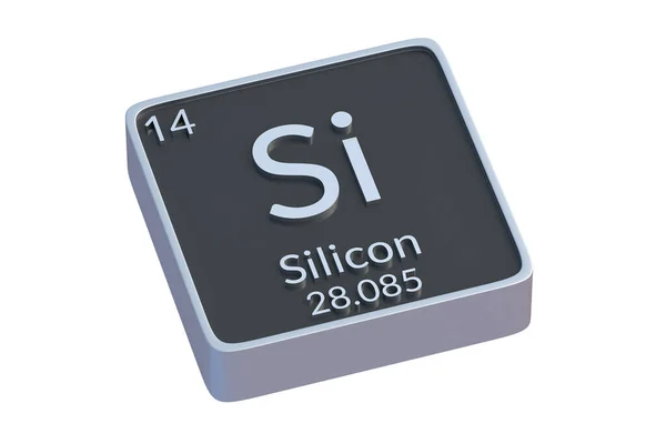 Silicon Element Chimic Tabelului Periodic Izolat Fundal Alb Simbolul Metalic — Fotografie, imagine de stoc