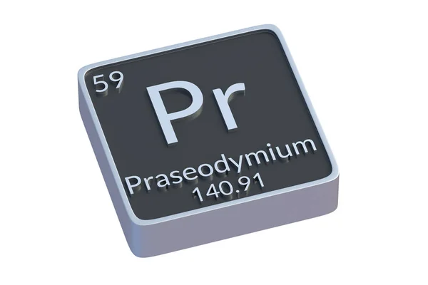 Praseodymium Chemisch Element Van Periodiek Systeem Geïsoleerd Witte Achtergrond Metaalsymbool — Stockfoto