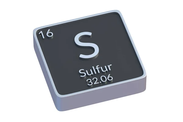 Sulfur Élément Chimique Tableau Périodique Isolé Sur Fond Blanc Symbole — Photo