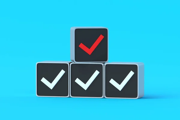Ideia Marca Verificação Vermelha Botão Conceito Escolha Incorreto Decisão Errada — Fotografia de Stock