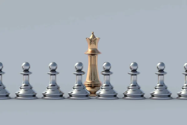 Διευθυντής Εταιρείας Χρυσές Και Ασημένιες Σκακιστικές Μορφές Ομαδική Εργασία Και — Φωτογραφία Αρχείου