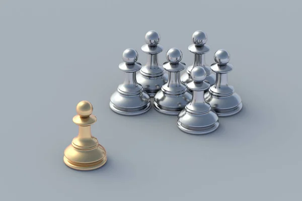 Αύξηση Καριέρας Χρυσές Και Ασημένιες Σκακιστικές Μορφές Ομαδική Εργασία Και — Φωτογραφία Αρχείου