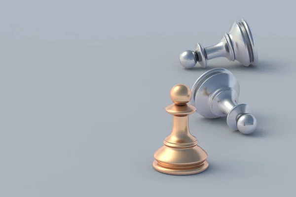 金と銀のチェスの数字 革新的な開発 目標の達成 成功した戦略だ 企業関係だ 紹介プログラム 成功の頂点 経営管理だ 3Dレンダリング — ストック写真