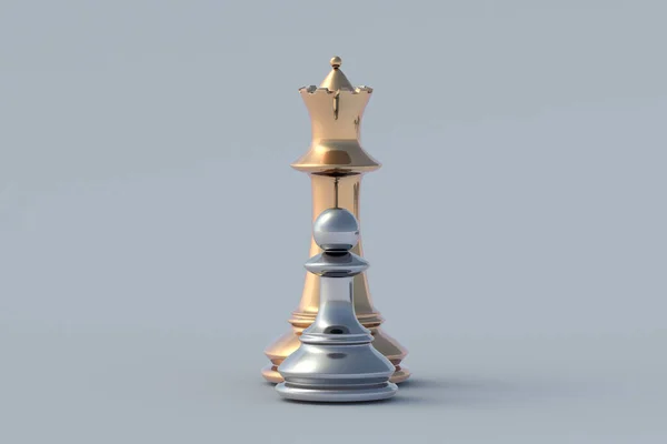 目標の達成 金と銀のチェスの数字 革新的な開発 成功した戦略だ 企業関係だ 紹介プログラム 成功の頂点 経営管理だ 3Dレンダリング — ストック写真