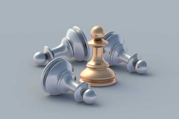Успішна Стратегія Золоті Срібні Шахові Фігури Інноваційний Розвиток Досягнення Мети — стокове фото
