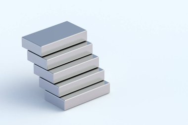 Beyaz arka planda dikdörtgen neodim mıknatısları. Uzayı kopyala 3d hazırlayıcı