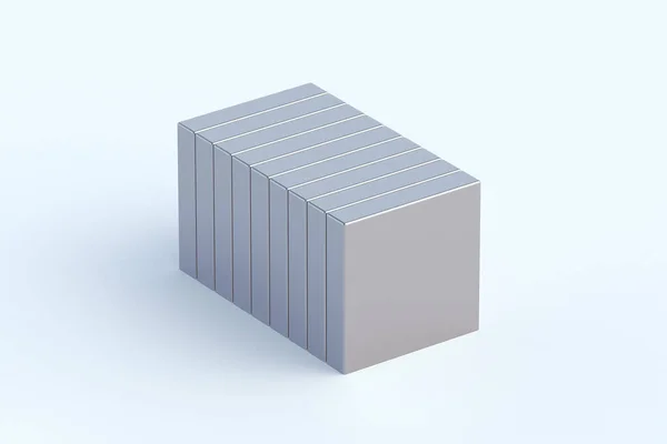Rij Neodymium Magneten Een Witte Ondergrond Renderen — Stockfoto