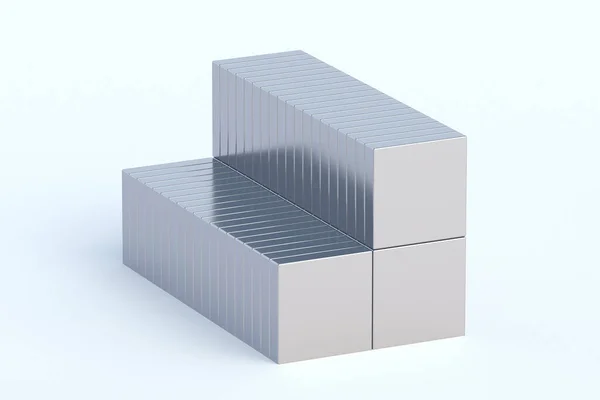 Veel Neodymium Magneten Een Witte Ondergrond Renderen — Stockfoto