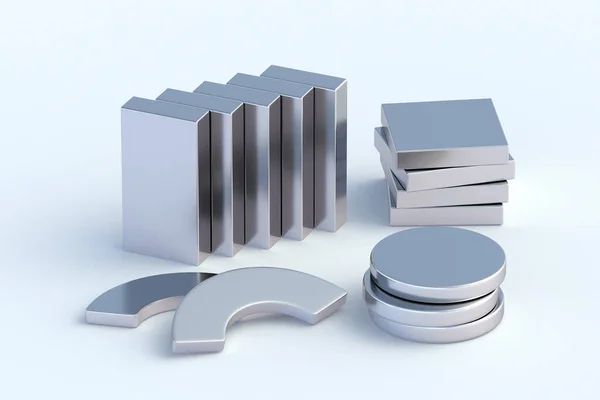 Set Von Neodym Magneten Auf Weißem Hintergrund Darstellung — Stockfoto