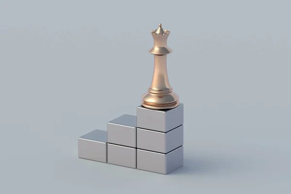 Golden Chess Figure Stair Career Growth Concept Goal Achievement New — Stock Photo, Image