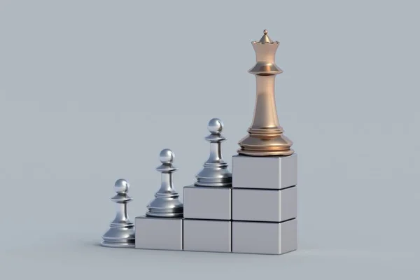 Talentovaný Zaměstnanec Zlaté Stříbrné Šachové Figurky Schodech Koncepce Růstu Kariéry — Stock fotografie