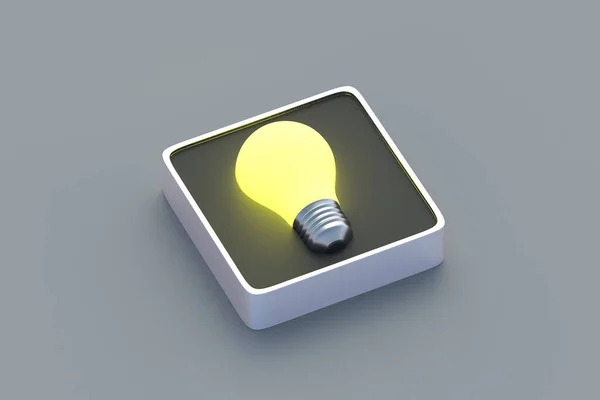 Achèvement Des Tâches Ampoule Lumineuse Sur Bouton Concept Idée Brainstorming — Photo