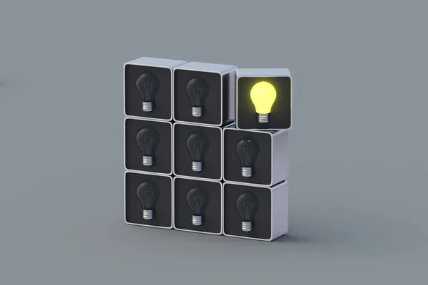 New Invention Glowing Light Bulb Button Artificial Intelligence Innovative Breakthrough — Stock Photo, Image