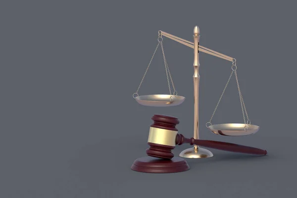 Весы Правосудия Возле Молотка Черном Столе Концепция Юридического Права Наказание — стоковое фото