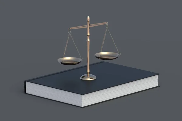 Χρυσές Κλίμακες Δικαιοσύνης Στο Μαύρο Βιβλίο Έννοια Νομικού Δικαίου Τιμωρία — Φωτογραφία Αρχείου