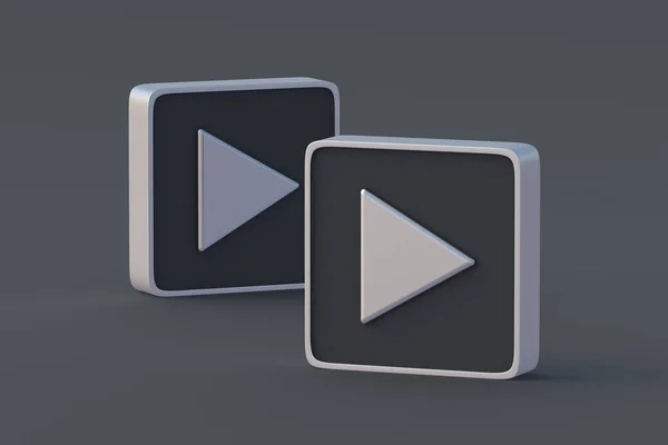 音频播放器 两个按键项目启动概念 听音乐 看录像 多媒体设备的控制接口 重放流行歌曲 网络媒体 3D渲染 — 图库照片