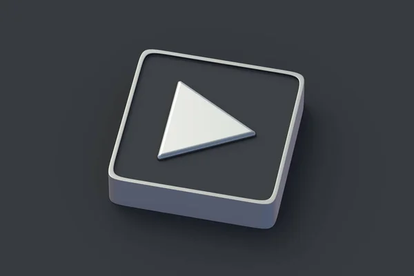 人気曲を再生します 再生ボタン プロジェクト開始コンセプト 音楽を聴け ビデオを見て マルチメディアデバイスの制御インターフェイス オーディオプレーヤー オンラインメディア 3Dレンダリング — ストック写真