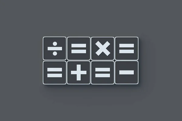 Símbolos Matemáticos Nos Botões Mais Menos Multiplicar Dividir Igual Sinais — Fotografia de Stock
