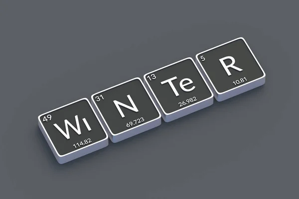 要素スタイルの周期表の単語冬 最上階だ 3Dレンダリング — ストック写真