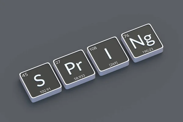 Word Spring Periodic Table Elements Style Top View Render — Stock Photo, Image