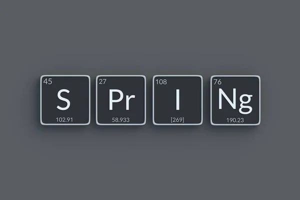 Word Spring Periodic Table Elements Style Top View Render — Stock Photo, Image