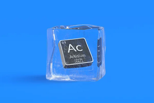 氷のキューブ内の周期表のActinium Ac化学元素 化学元素の象徴 3Dレンダリング — ストック写真