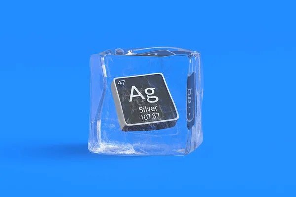 Buz Küpünde Periyodik Tablonun Gümüş Tarım Kimyasal Elementi Kimya Elementinin — Stok fotoğraf