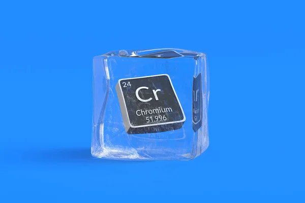 Хімічний Елемент Періодичної Таблиці Хрому Кубі Льоду Символ Хімічного Елемента — стокове фото