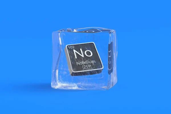 在冰块中没有周期表的化学元素 化学元素的符号 3D渲染 — 图库照片