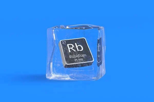 Rubidium Chemical Element Periodic Table Ice Cube Symbol Chemistry Element — Stock Photo, Image