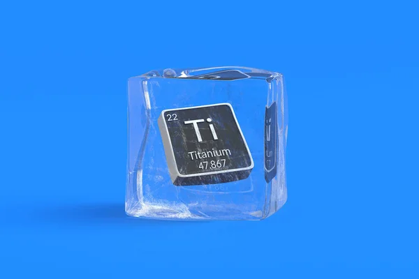 Титан Хімічний Елемент Періодичної Таблиці Кубі Льоду Символ Хімічного Елемента — стокове фото