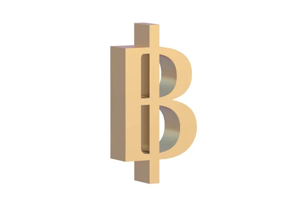 Символ Бат Выделен Белом Фоне Знак Золотой Валюты Таиланд Деньги — стоковое фото