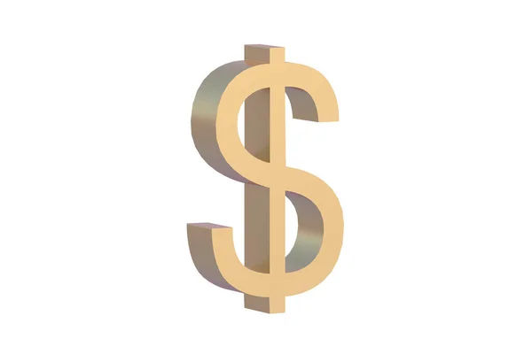 Dolar Symbol Izolované Bílém Pozadí Znamení Zlaté Měny Americké Peníze — Stock fotografie