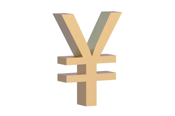 Yuan Yen Symbol Isolated White Background Golden Currency Sign Chinese — Stock Photo, Image