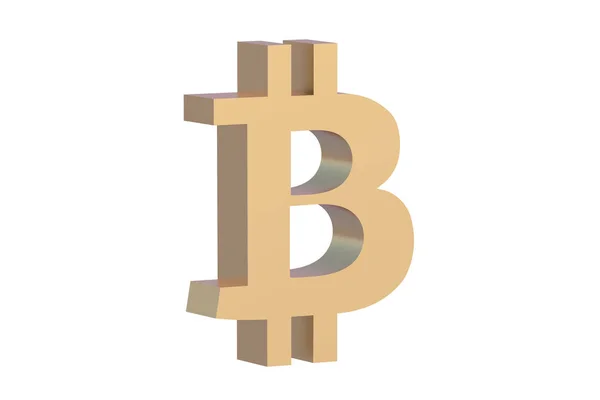 Símbolo Bitcoin Isolado Fundo Branco Sinal Moeda Dourada Dinheiro Digital — Fotografia de Stock