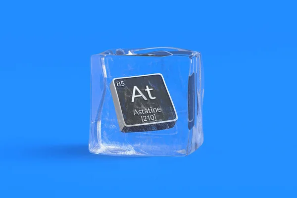 Astatina Elemento Químico Tabla Periódica Cubo Hielo Símbolo Del Elemento — Foto de Stock