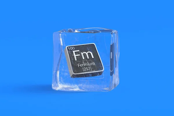 Fermium Chemical Element Periodic Table Ice Cube Symbol Chemistry Element — Stock Photo, Image