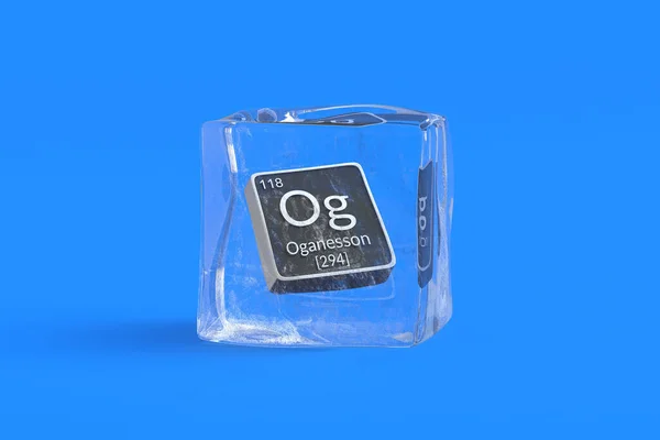 Oganesson Chemical Element Periodic Table Ice Cube Symbol Chemistry Element — Stock Photo, Image