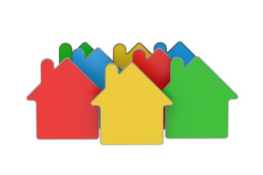 Beyaz arka planda izole edilmiş bir evin metal siluetleri. 3d hazırlayıcı