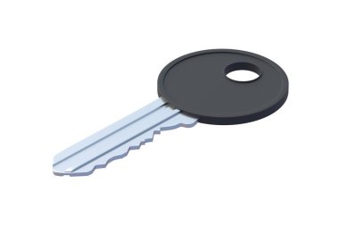 Anahtar beyaz arkaplanda izole edildi. 3d hazırlayıcı