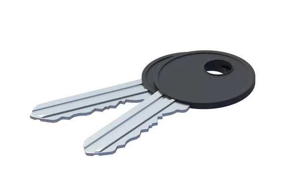 Two Keys Isolated White Background Render — Stock Photo, Image