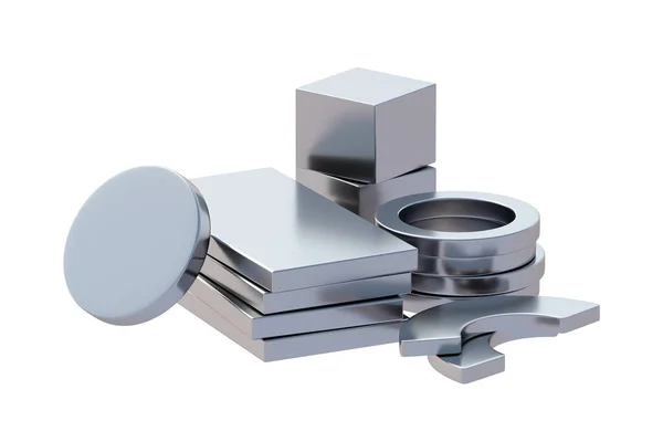 Verschiedene Neodym Magnete Isoliert Auf Weißem Hintergrund Darstellung — Stockfoto