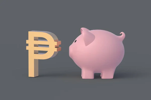 Charity Donation Peso Symbol Piggy Bank Budget Concept Philippine Reserve — Stock Photo, Image