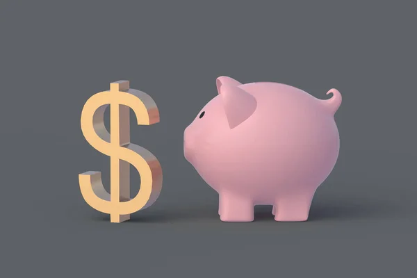 Dollar Symbol Piggy Bank Budget Concept Reserve Currency Inflation Saving — Stock Photo, Image