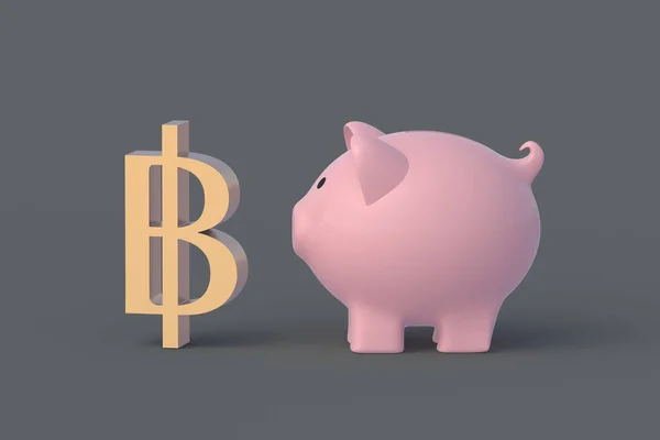 Baht Symbol Piggy Bank Budget Concept Paying Taxes Big Cashback — Stock Photo, Image