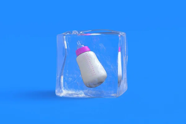 Babymilchflasche Eiswürfel Illustration — Stockfoto