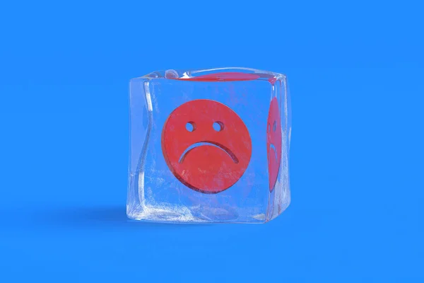 Сумний Усміхнений Кубі Льоду Ілюстрація — стокове фото